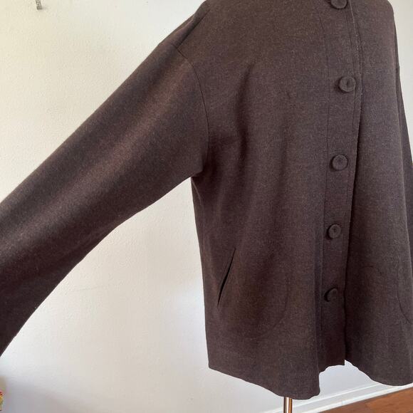 Eileen Fisher Brown Wool Lagenlook Boxy Coat // Size XL - Picture 5 of 8